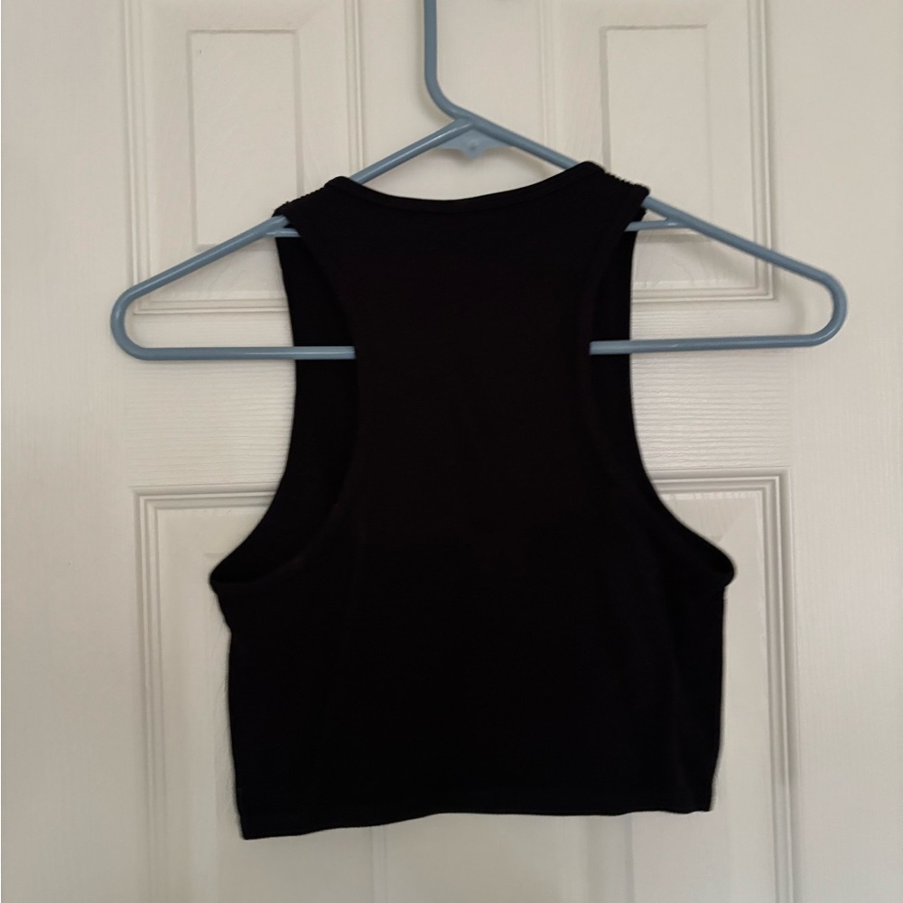 Black Ribbed Crop Top - Picture 2 of 2